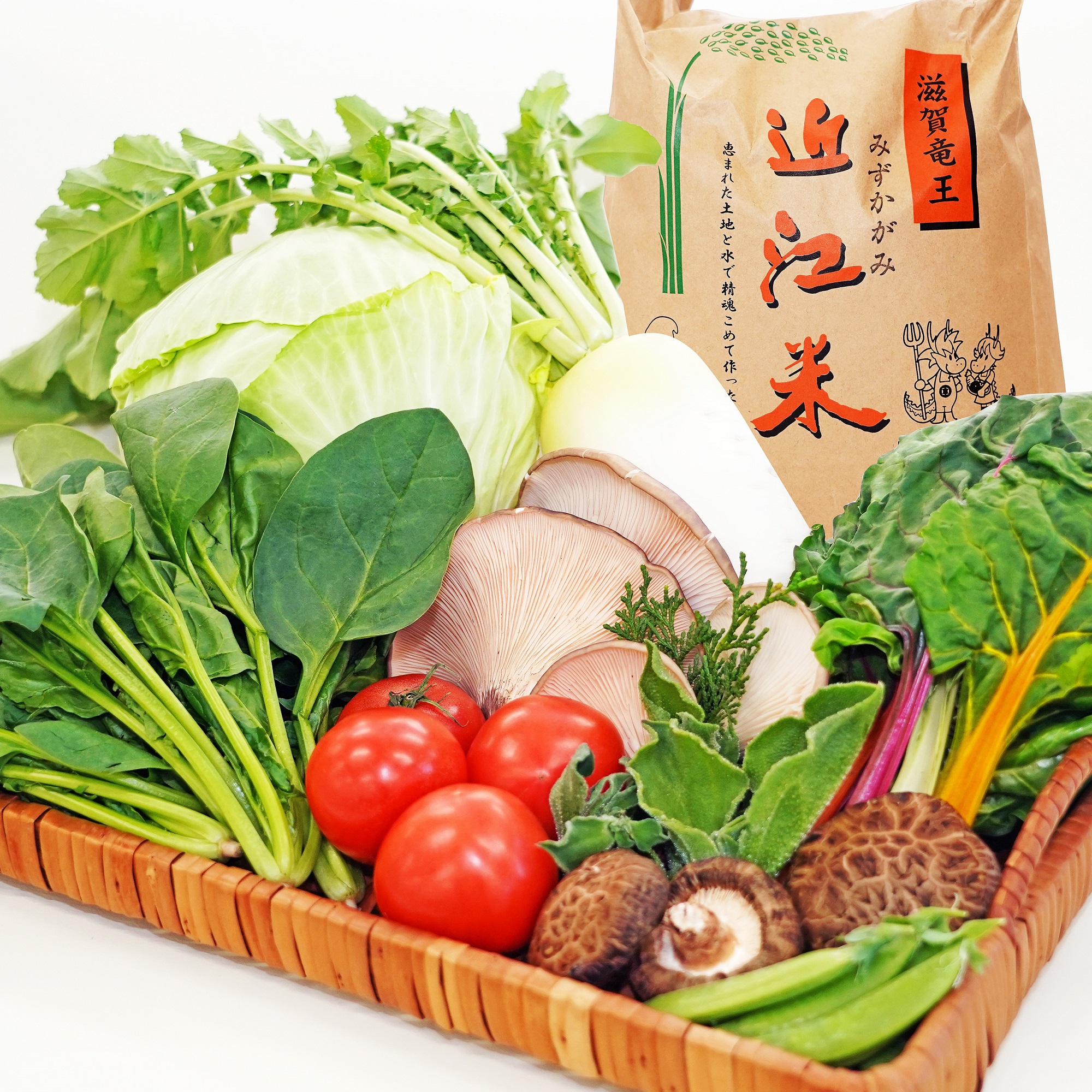野菜ソムリエが選ぶ「竜王町産野菜&お米のセット」