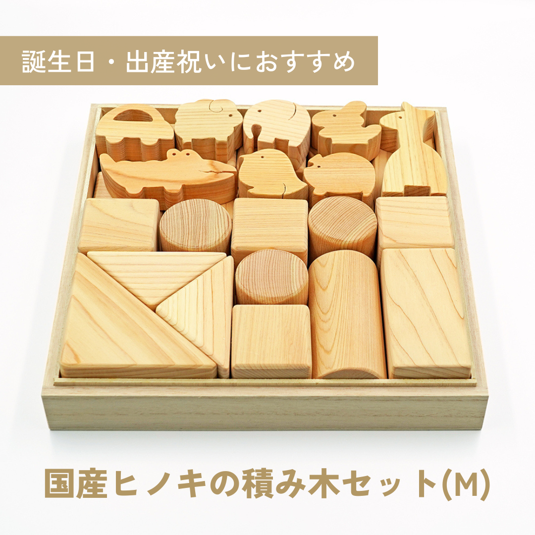 【ISIKYU】国産無垢ヒノキ 積木ブロック【M】〈送料込み価格〉