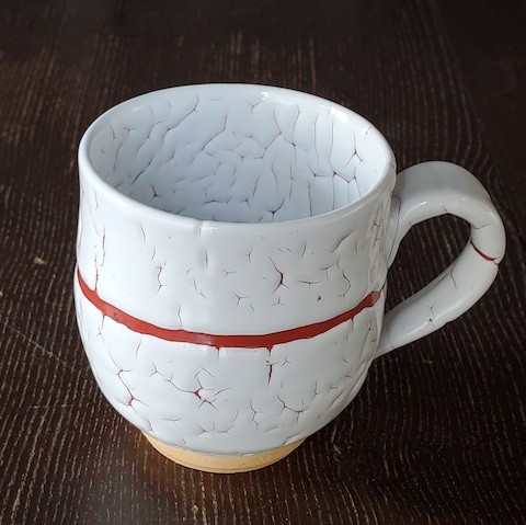 【龍爪梅花皮】マグカップ 赤 線（11cm）