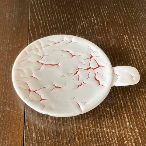 【龍爪梅花皮】お箸置き豆皿 赤