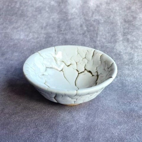 【龍爪梅花皮】小鉢 白（10cm）